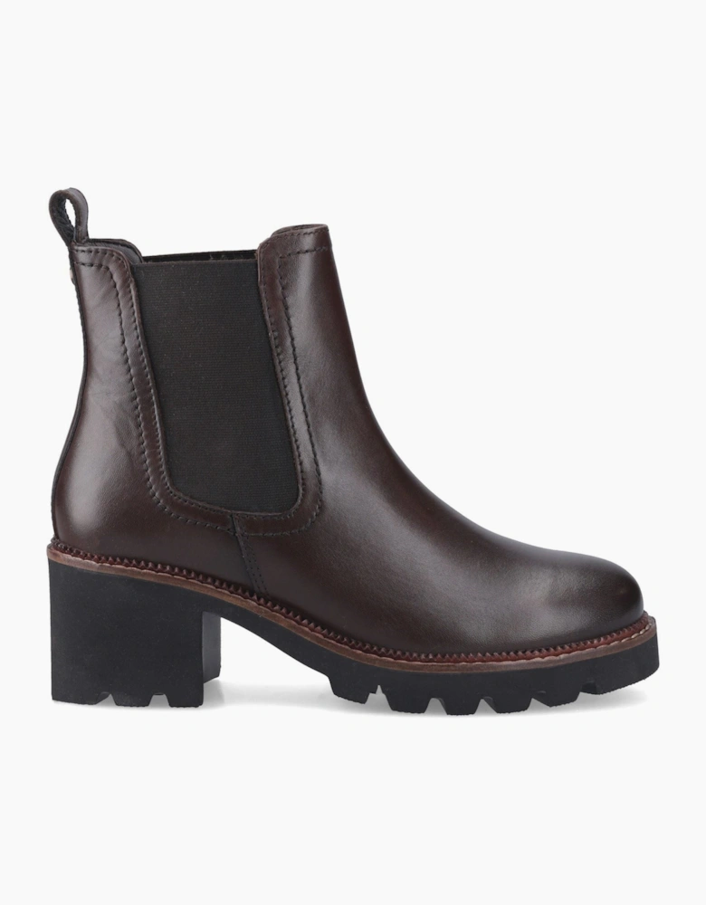 Hush Puppies Gaia Leather Women's Chocolate Heeled Chelsea Boots