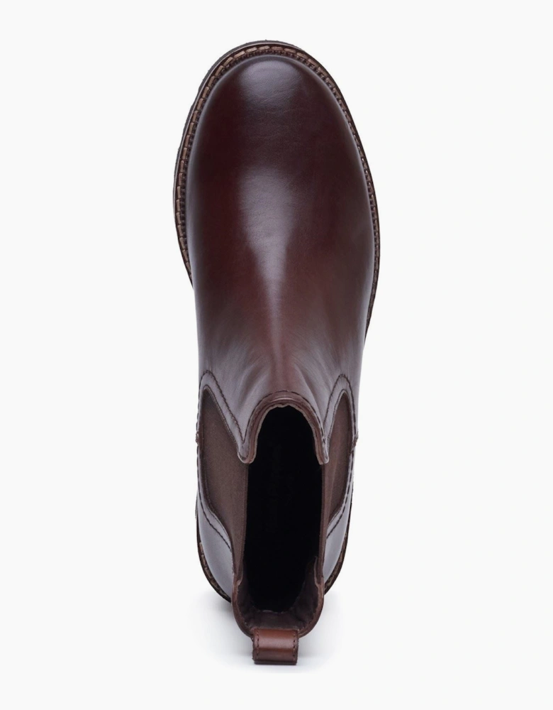 Hush Puppies Gaia Leather Women's Chocolate Heeled Chelsea Boots