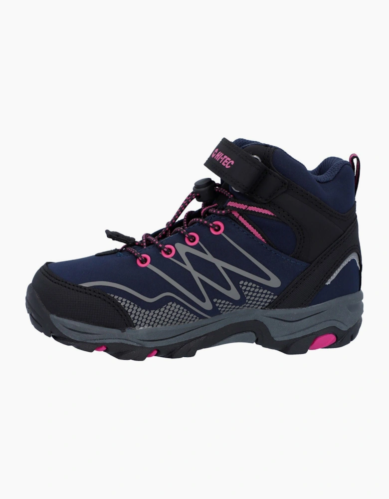 Hi-Tec Blackout Mid Polyester Girl's Navy/Magenta Hiking Boots