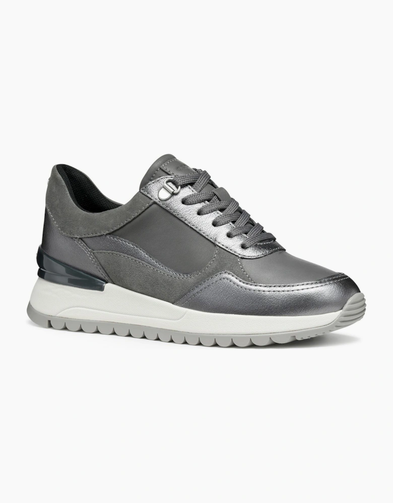 Geox D Desya A Leather Women's Dark Grey/Gun Trainers