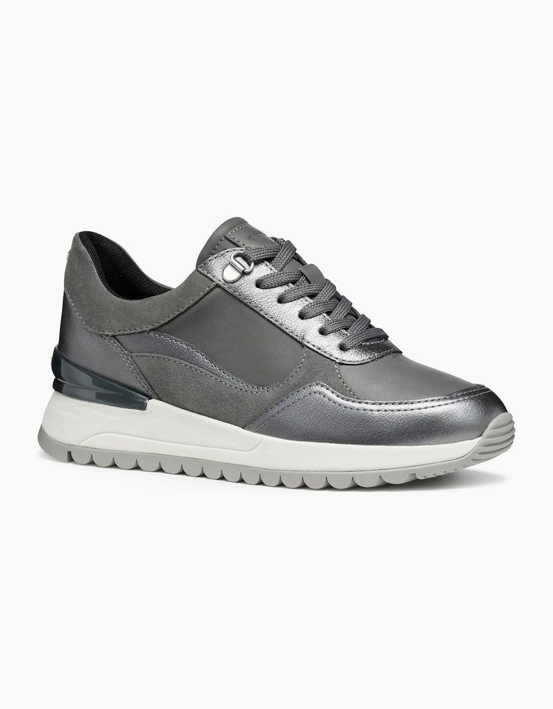 Geox D Desya A Leather Women's Dark Grey/Gun Trainers, 6 of 5