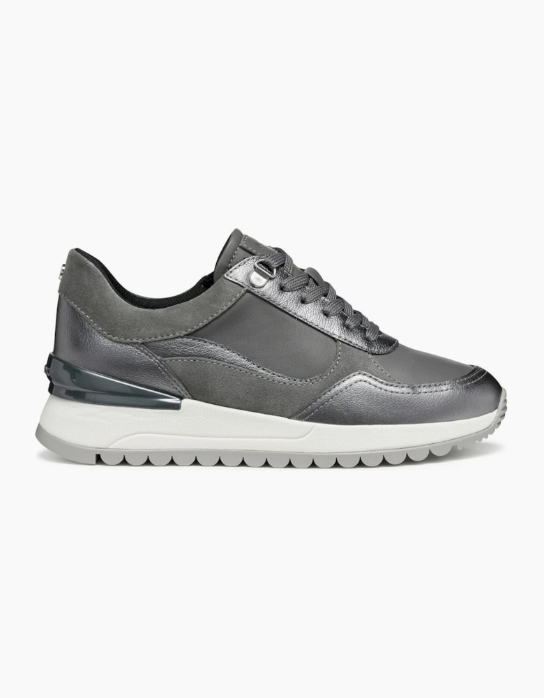 Geox D Desya A Leather Women's Dark Grey/Gun Trainers