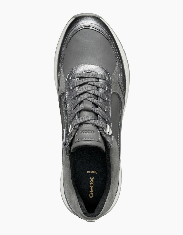 Geox D Desya A Leather Women's Dark Grey/Gun Trainers