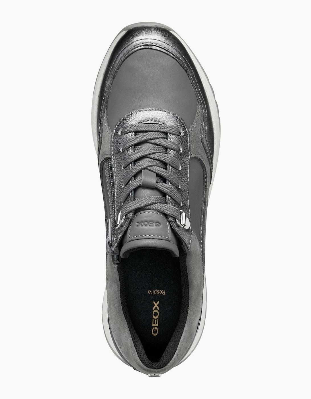 Geox D Desya A Leather Women's Dark Grey/Gun Trainers