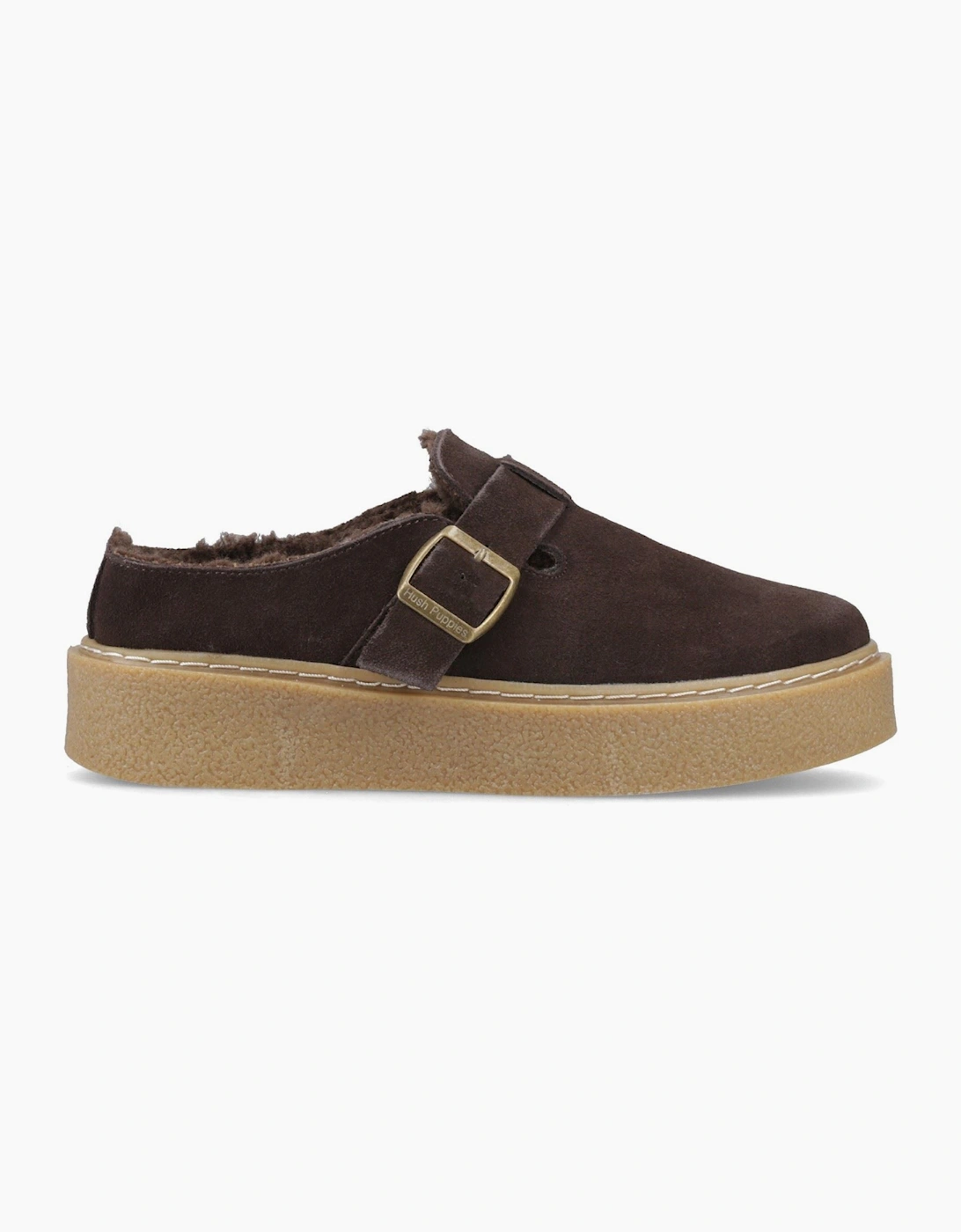 Hush Puppies Blanche Fur Leather Women's Chocolate Mules