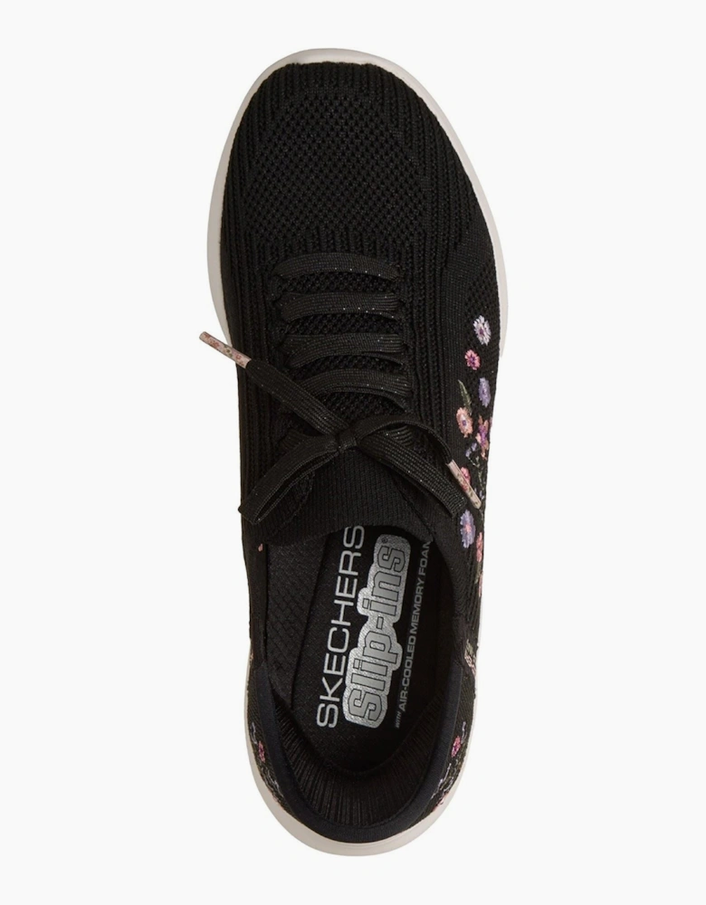 Skechers Ultra Flex 4.0 Sweet Petals Textile Women's Black Knit/Multi Trim Trainers
