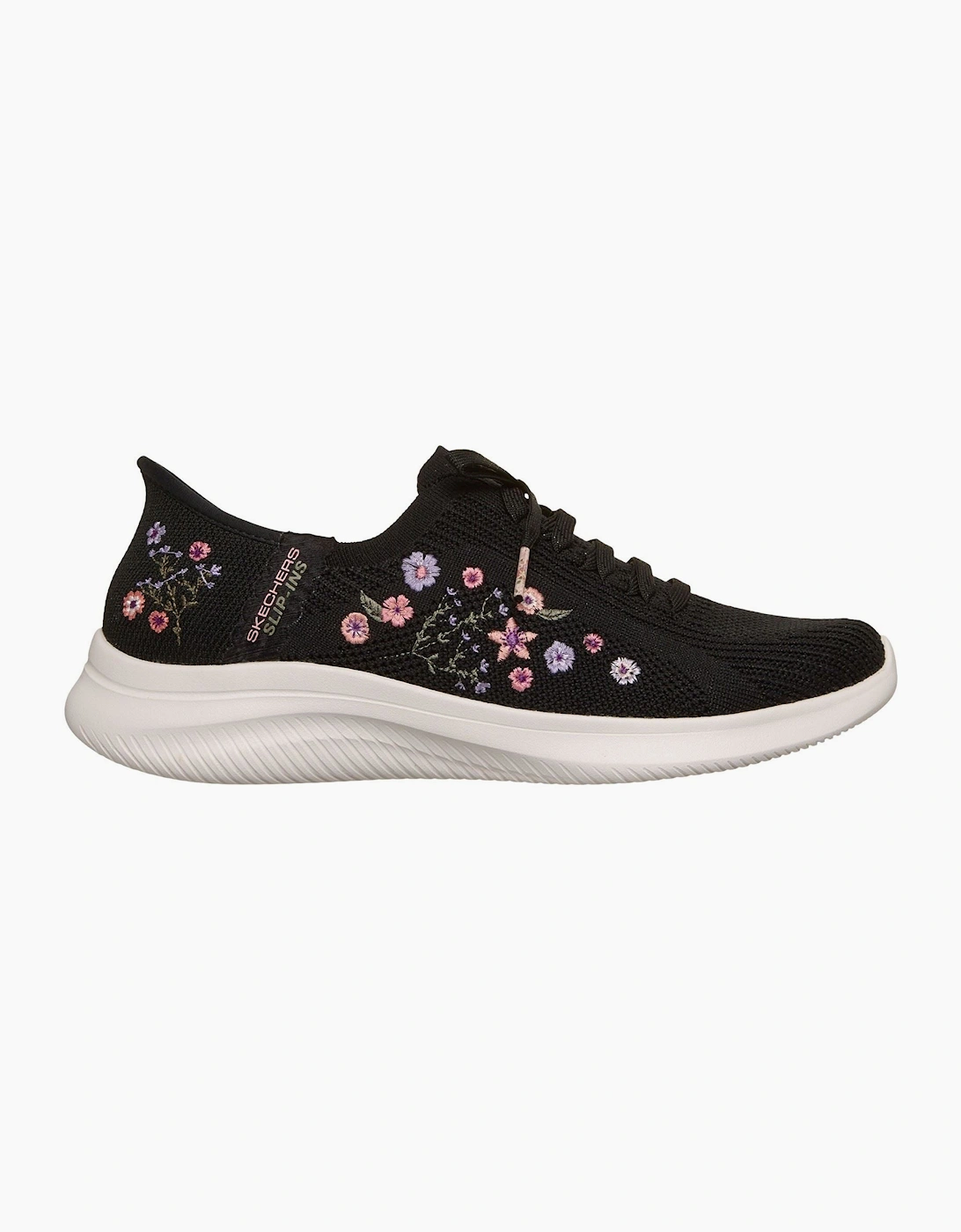 Skechers Ultra Flex 4.0 Sweet Petals Textile Women's Black Knit/Multi Trim Trainers