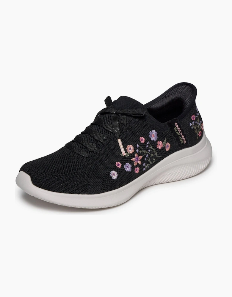Skechers Ultra Flex 4.0 Sweet Petals Textile Women's Black Knit/Multi Trim Trainers