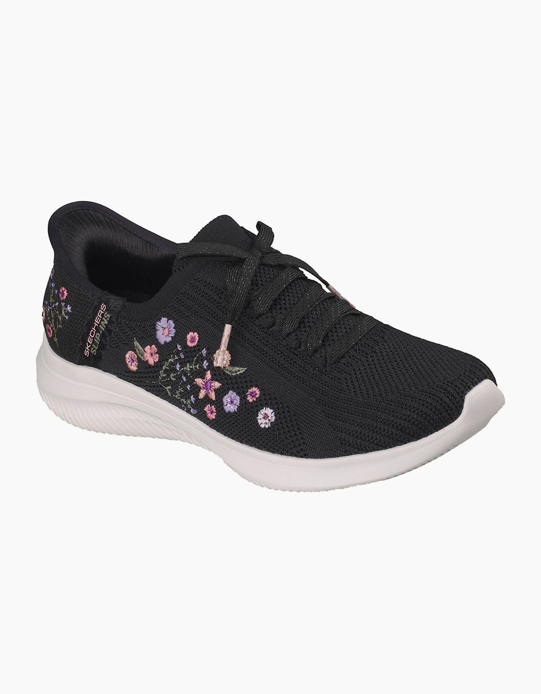 Skechers Ultra Flex 4.0 Sweet Petals Textile Women's Black Knit/Multi Trim Trainers, 6 of 5