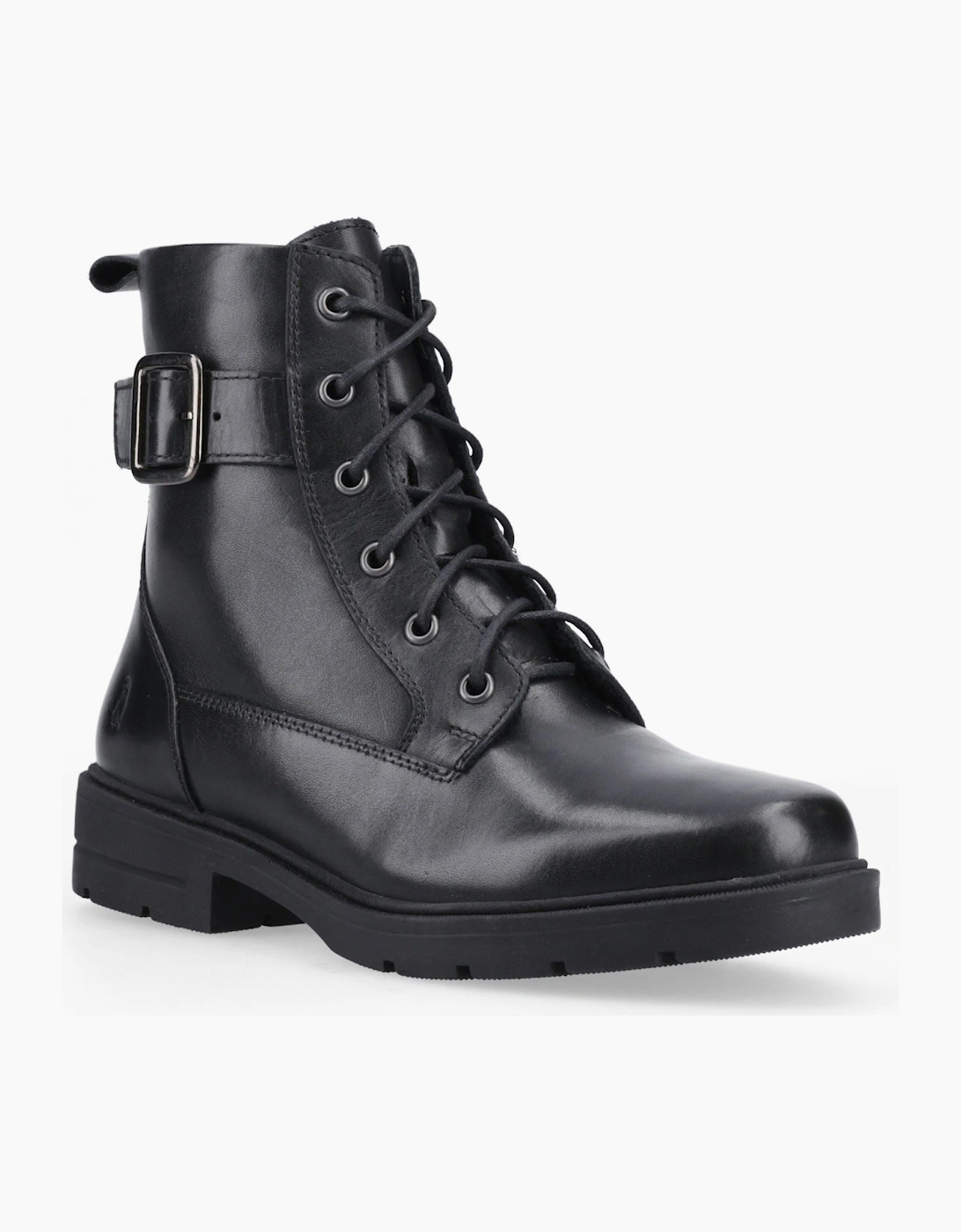 Hush Puppies Women's Black Teagan Biker Leather Boots - Size 4