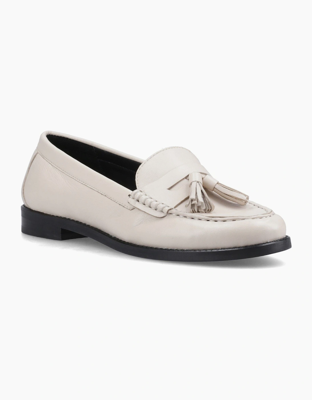 Hush Puppies Women's White Connie Leather Cream Loafers - Size 4