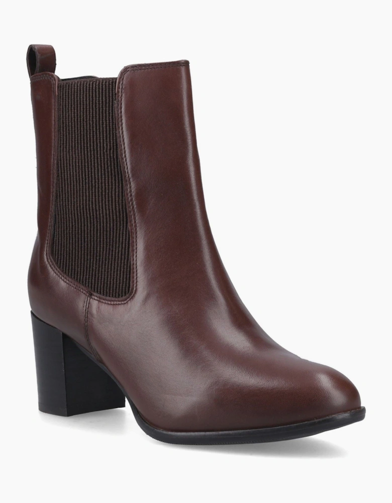 Hush Puppies Camellia Heeled Leather Women's BROWN Heeled Ankle Boots