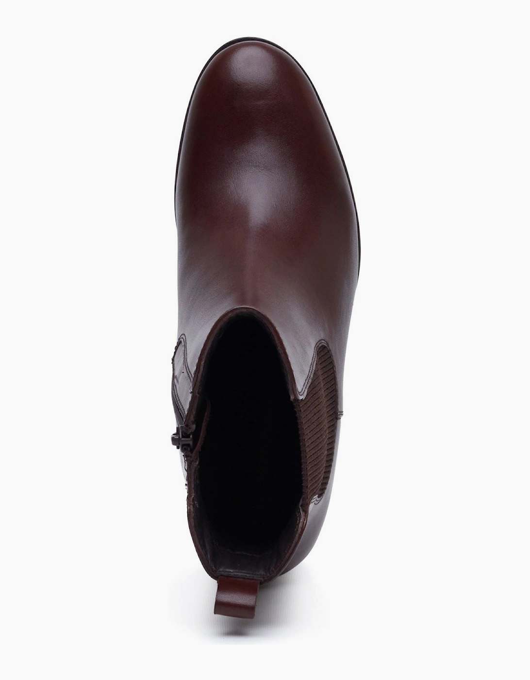 Hush Puppies Camellia Heeled Leather Women's BROWN Heeled Ankle Boots