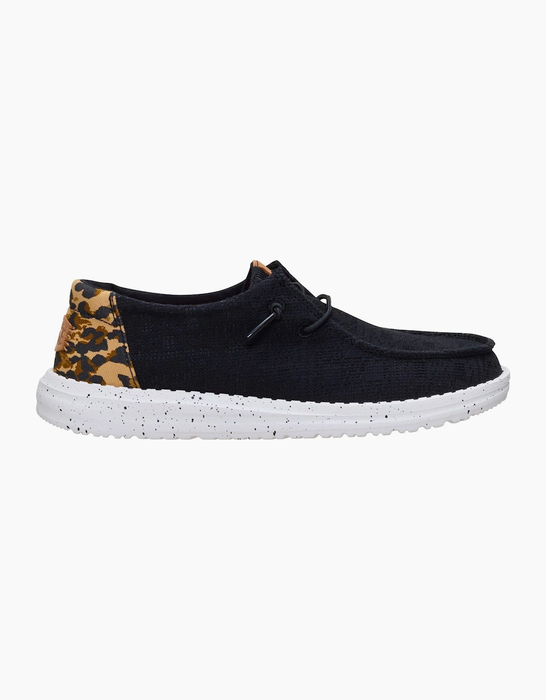 HEYDUDE Wendy Wildcat Cotton Women's Black/Leopard Moccasins Shoes