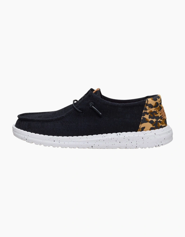 HEYDUDE Wendy Wildcat Cotton Women's Black/Leopard Moccasins Shoes