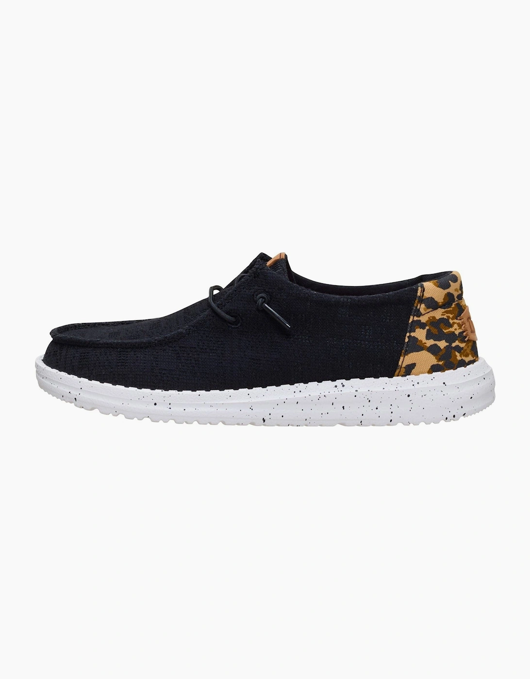 HEYDUDE Wendy Wildcat Cotton Women's Black/Leopard Moccasins Shoes