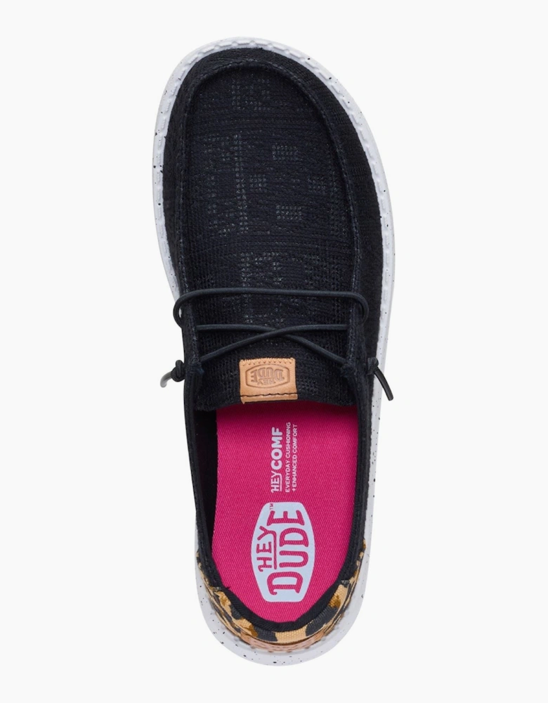 HEYDUDE Wendy Wildcat Cotton Women's Black/Leopard Moccasins Shoes