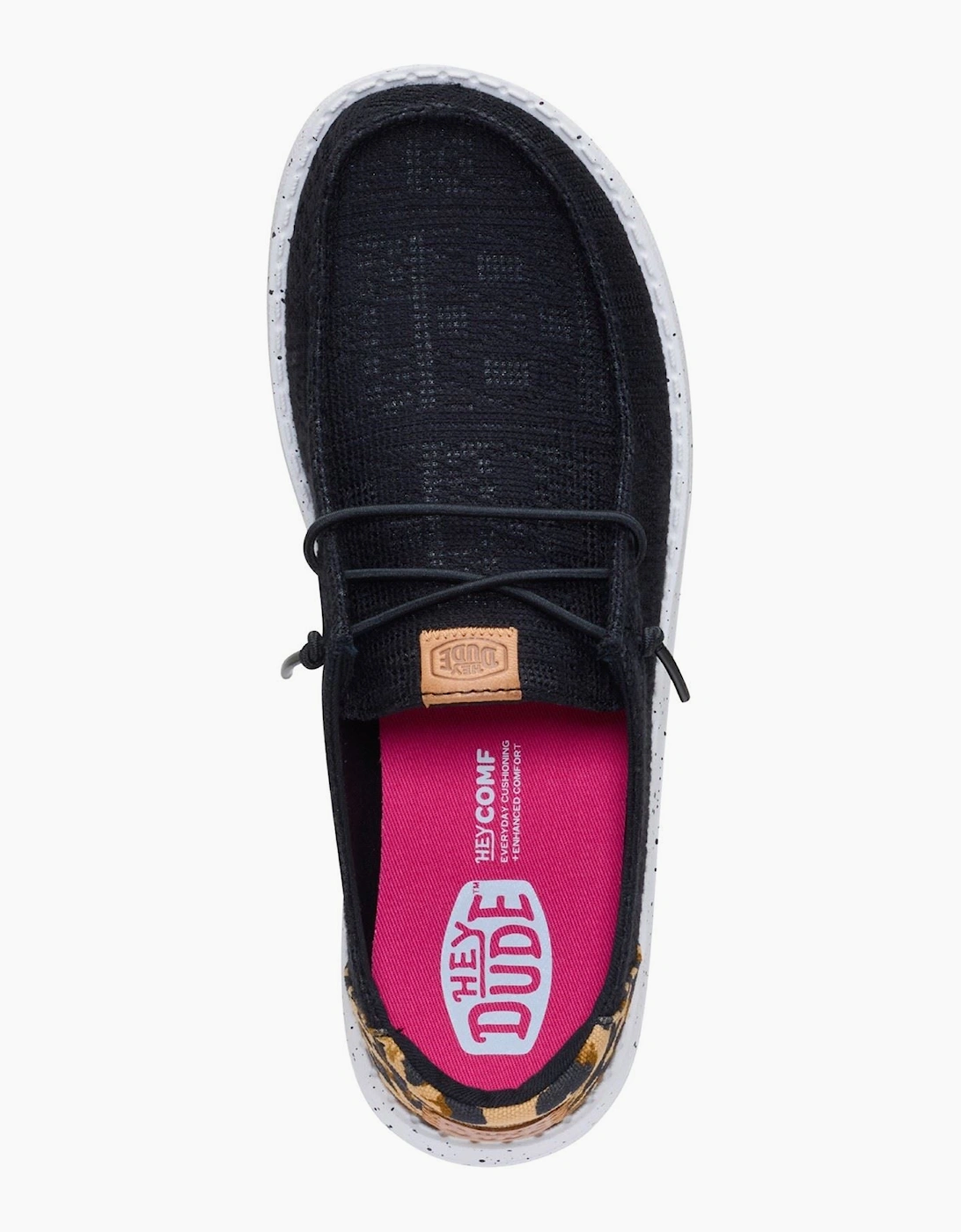HEYDUDE Wendy Wildcat Cotton Women's Black/Leopard Moccasins Shoes