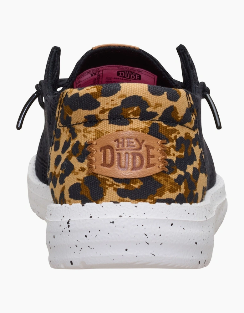 HEYDUDE Wendy Wildcat Cotton Women's Black/Leopard Moccasins Shoes
