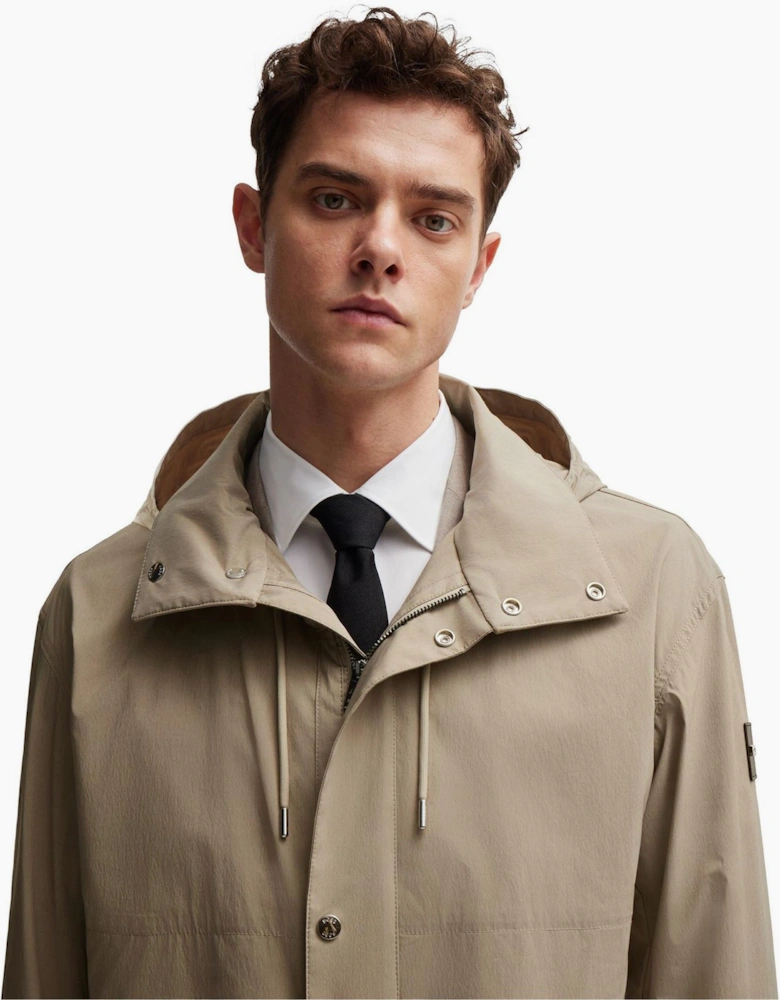 Cataldo Hooded Solid Patterned Coat