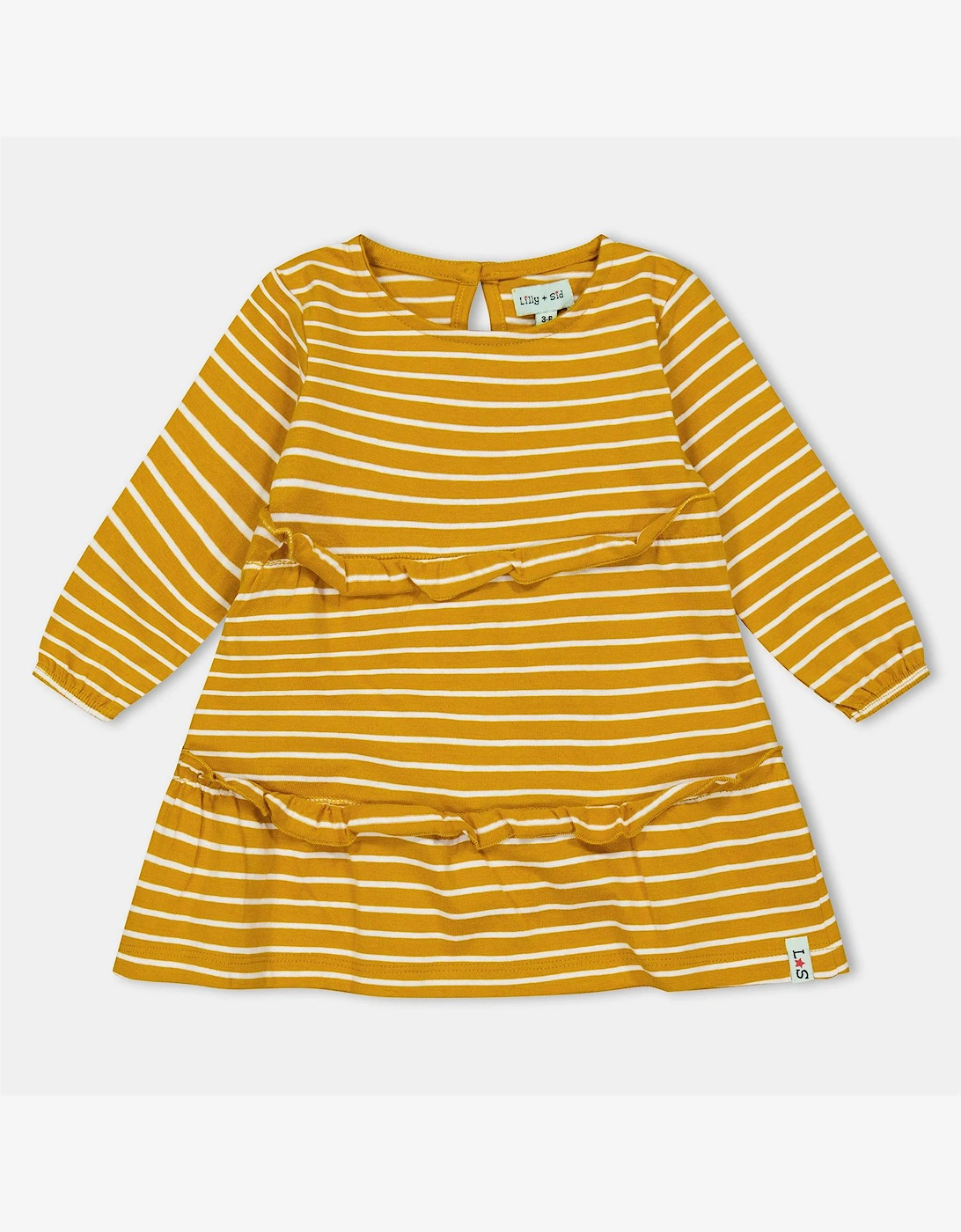 Horizontal Stripe Patterned Crew Neck Long Sleeve Jersey Dress