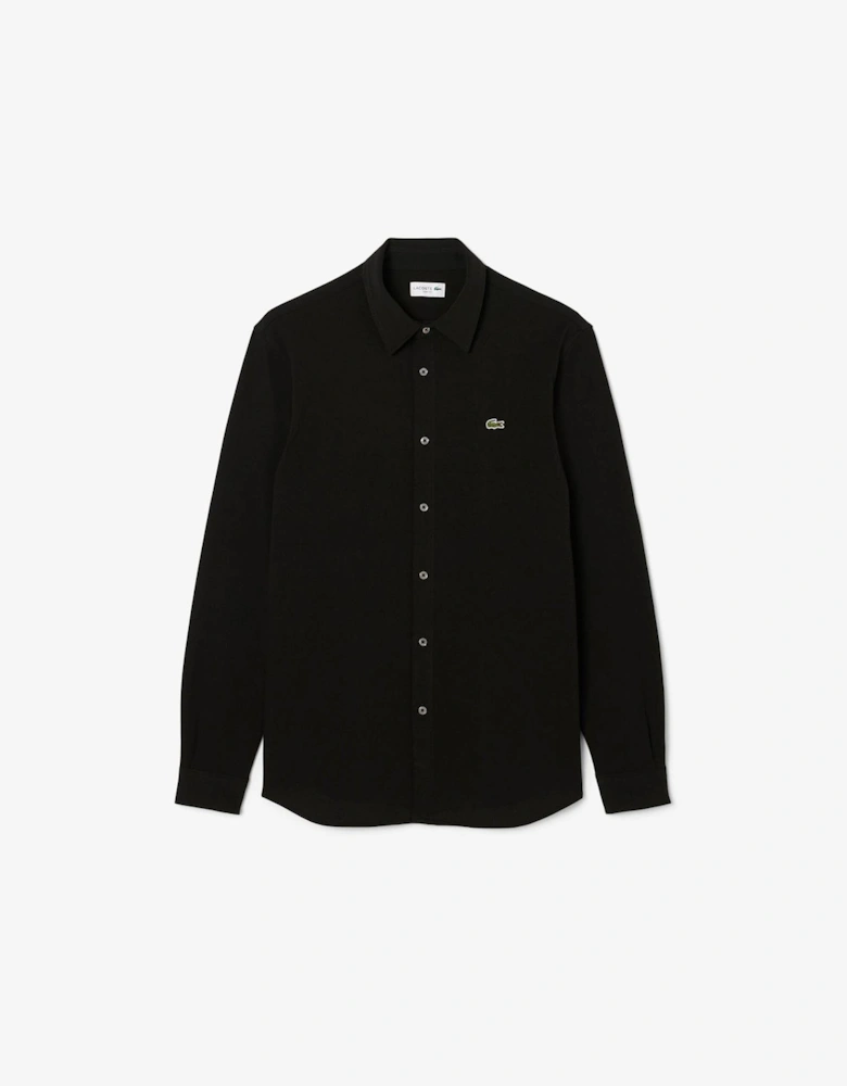 Crocodile Print Collared Long Sleeve Shirt