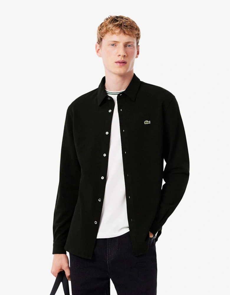 Crocodile Print Collared Long Sleeve Shirt