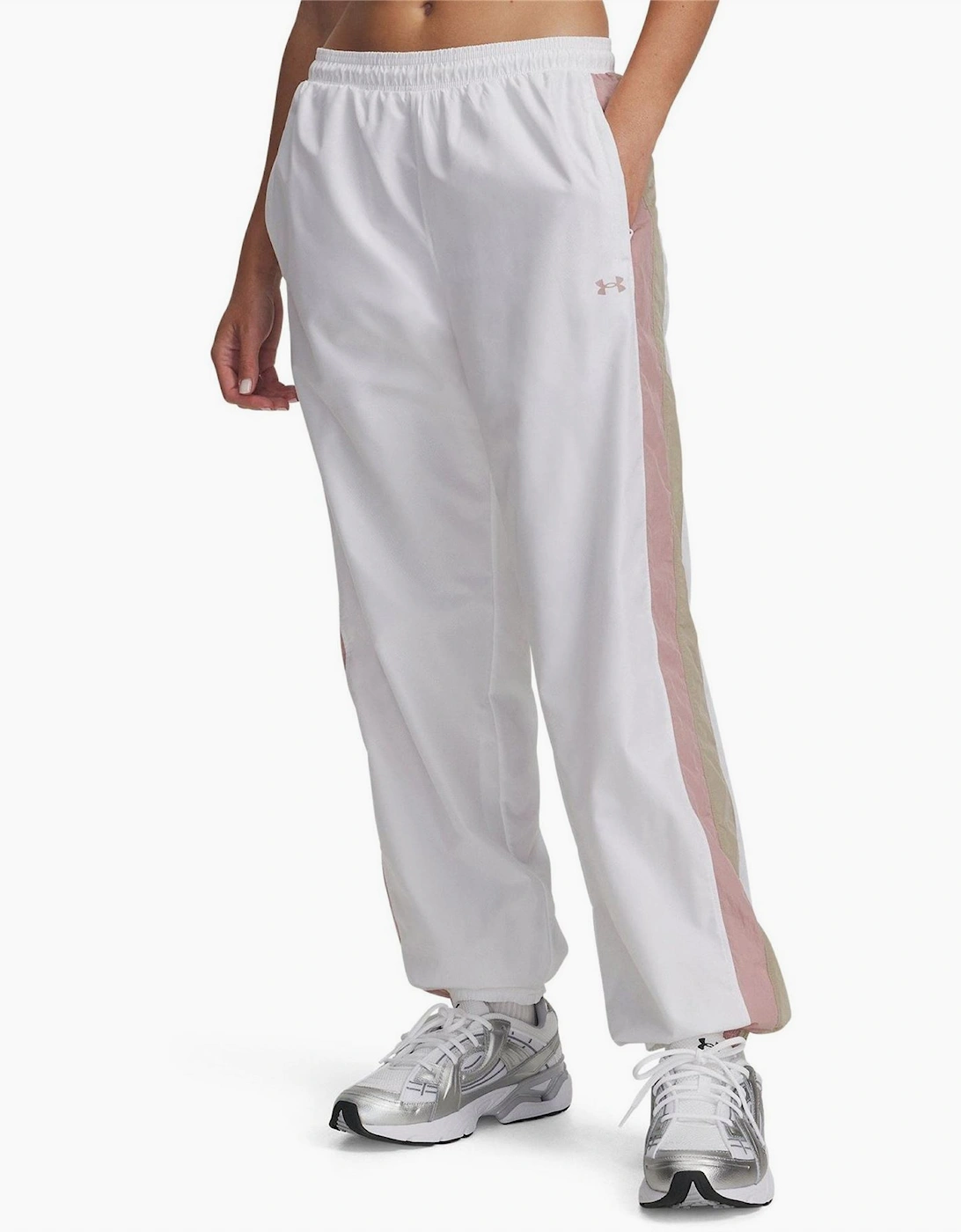 Under Armour Women's White Icon Crinkle Tracksuit Bottoms - Size 12