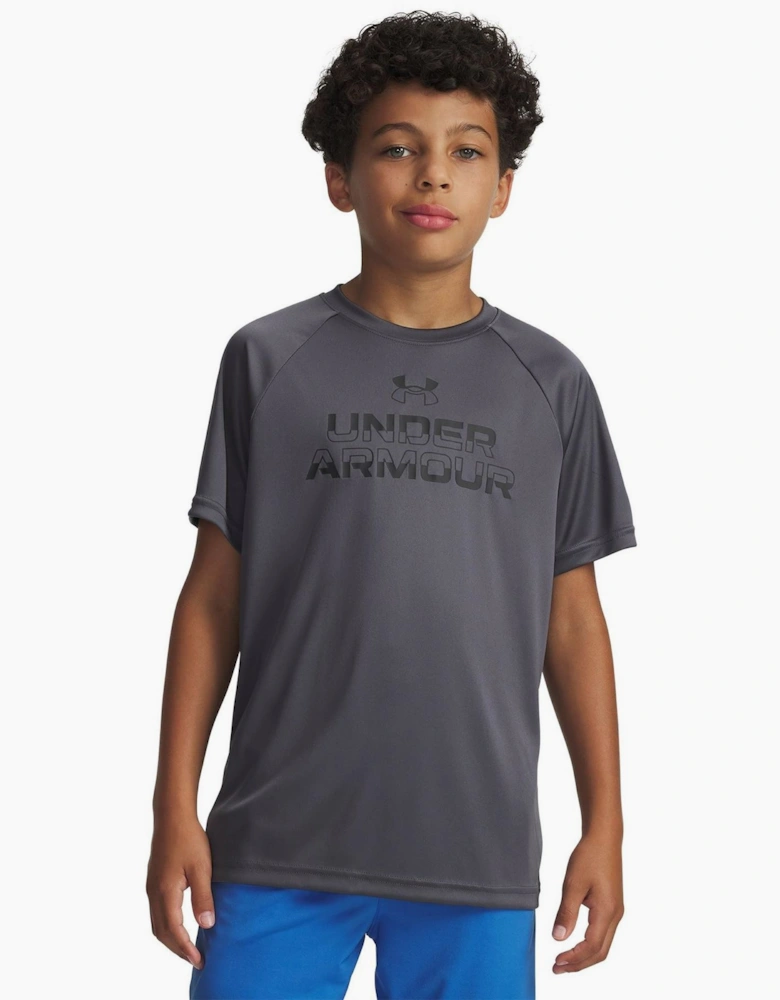 Armour Ua Tech Split Wordmark Ss Gym Top Boys
