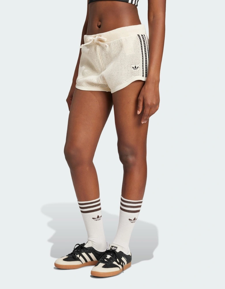 Adidas Originals Womens Premium Crochet Sprinter Shorts White