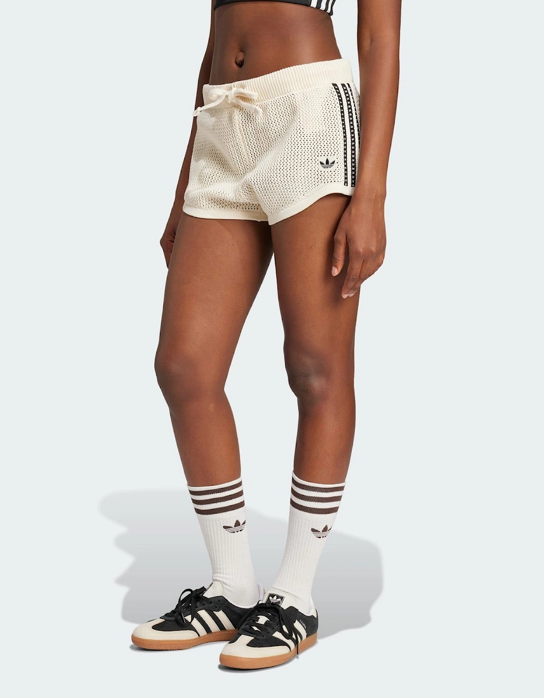Adidas Originals Womens Premium Crochet Sprinter Shorts White, 6 of 5