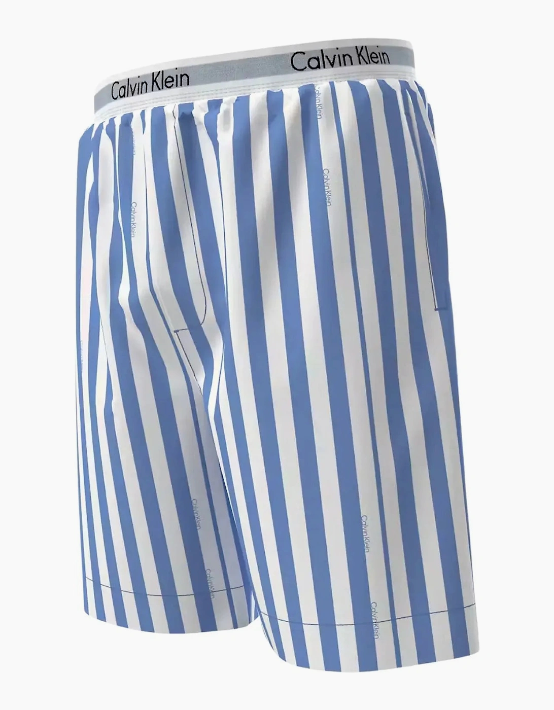 T-Shirt & Poplin Stripe Shorts Pyjama Set, White/blue