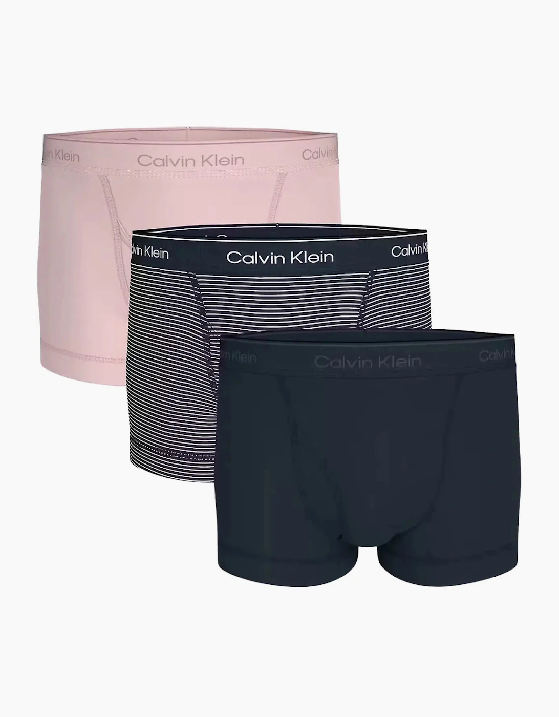 Calvin Klein Men's Black 3-Pack Cotton Classics Stripe Boxer Trunks, Pink/ - Size 33/32/32
