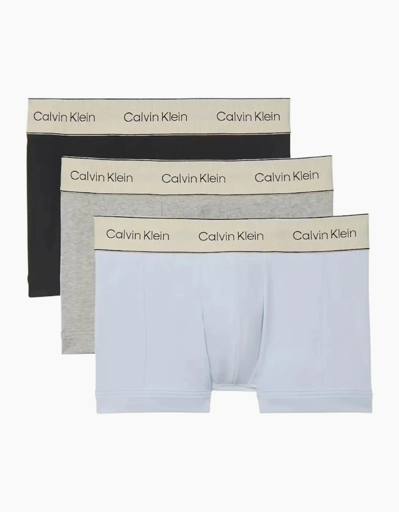 3-Pack Heritage Cotton Boxer Trunks, Black / Grey Heather / Breezy Blue
