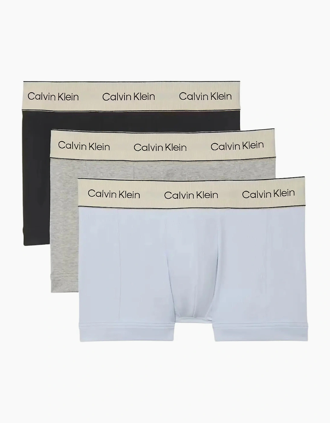 Calvin Klein Men's White 3-Pack Heritage Cotton Boxer Trunks, Black / Grey Heather / Breezy Blue - Size 32/30/31