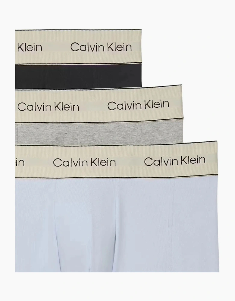 3-Pack Heritage Cotton Boxer Trunks, Black / Grey Heather / Breezy Blue