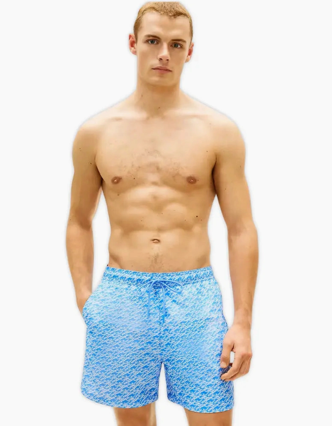 TH Script Print Swim Shorts, Cyanotype Blue Spell