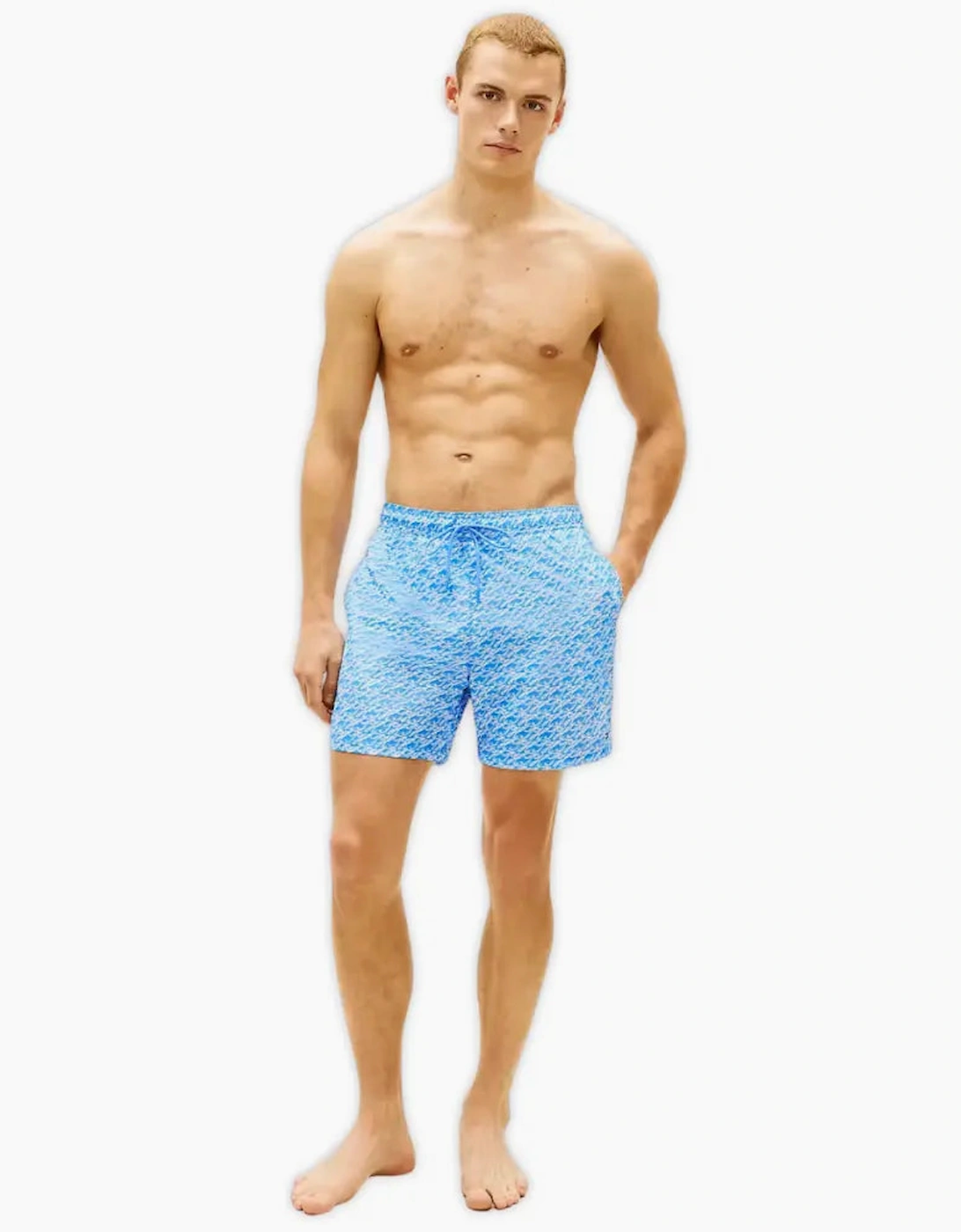 TH Script Print Swim Shorts, Cyanotype Blue Spell
