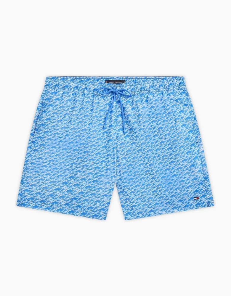 TH Script Print Swim Shorts, Cyanotype Blue Spell