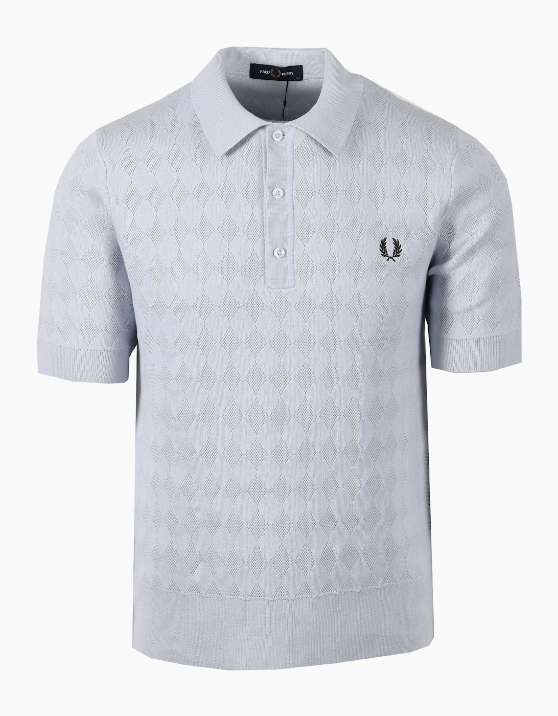 FRED PERRY POINTELLE KNITTED POLO DUSKY BLUE, 4 of 3