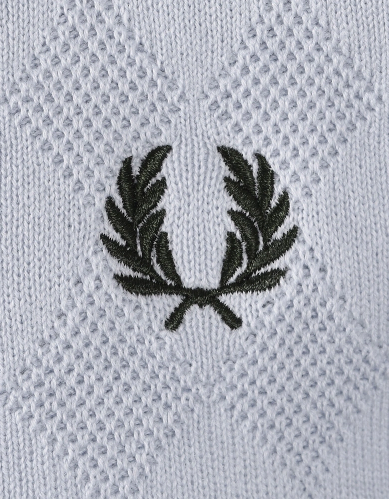 FRED PERRY POINTELLE KNITTED POLO DUSKY BLUE