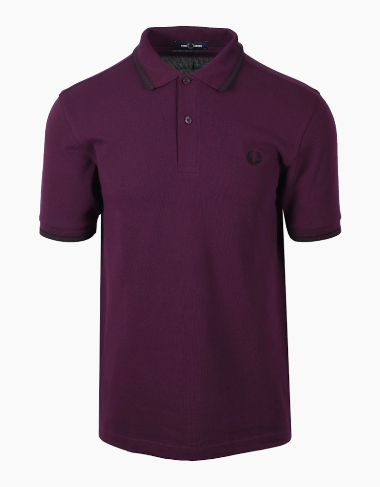 FRED PERRY TWIN TIPPED POLO SHIRT PLUM/BLACK