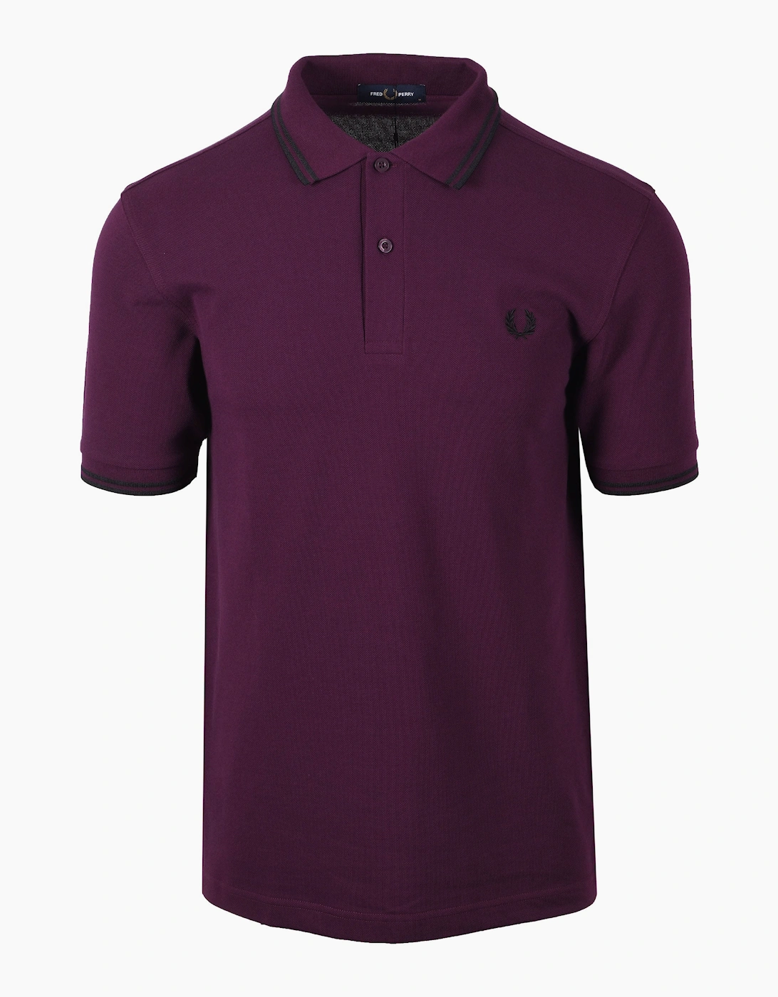 FRED PERRY TWIN TIPPED POLO SHIRT PLUM/BLACK