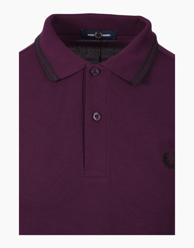 FRED PERRY TWIN TIPPED POLO SHIRT PLUM/BLACK