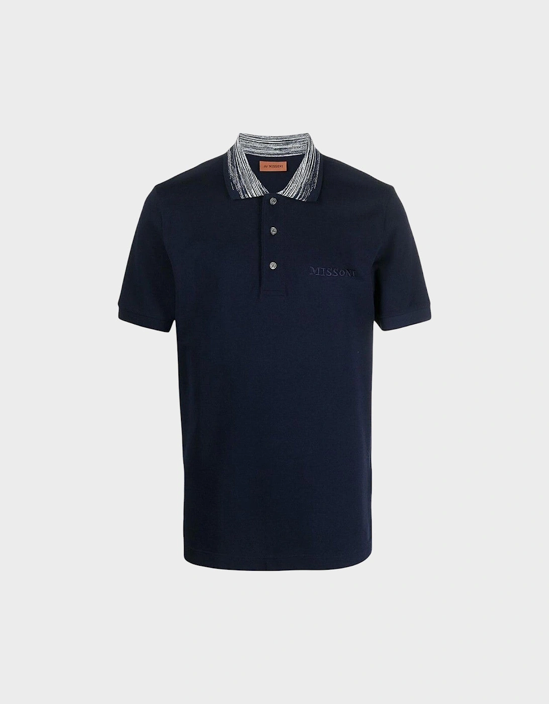 Contrast Collar Polo Shirt Navy Contrast Space Dyed Navy White, 3 of 2