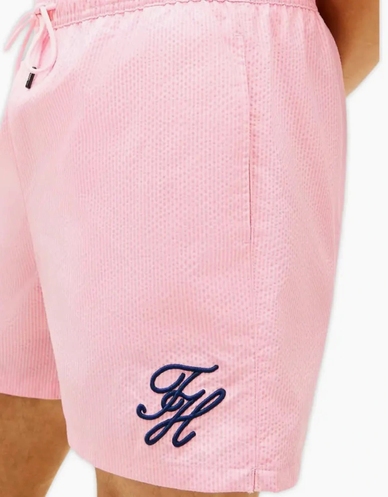 Ithaca Script Logo Swim Shorts, Classic Pink