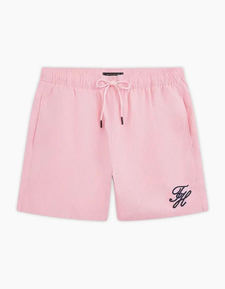 Ithaca Script Logo Swim Shorts, Classic Pink
