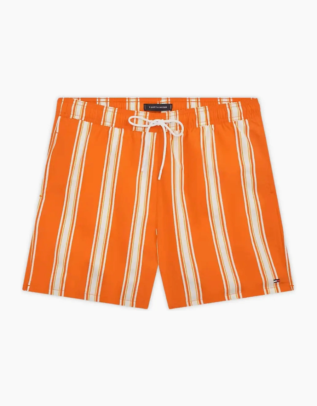 Sunset Stripe Print Swim Shorts, Brilliant Orange, 6 of 5