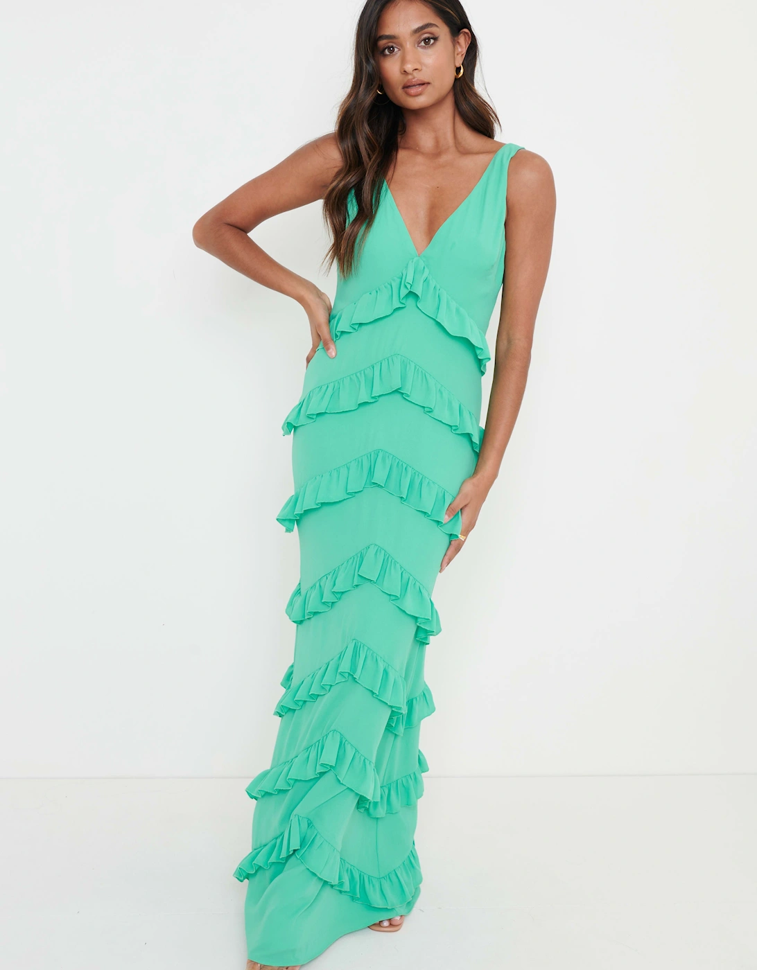 Piper Ruffle Maxi Dress - Green