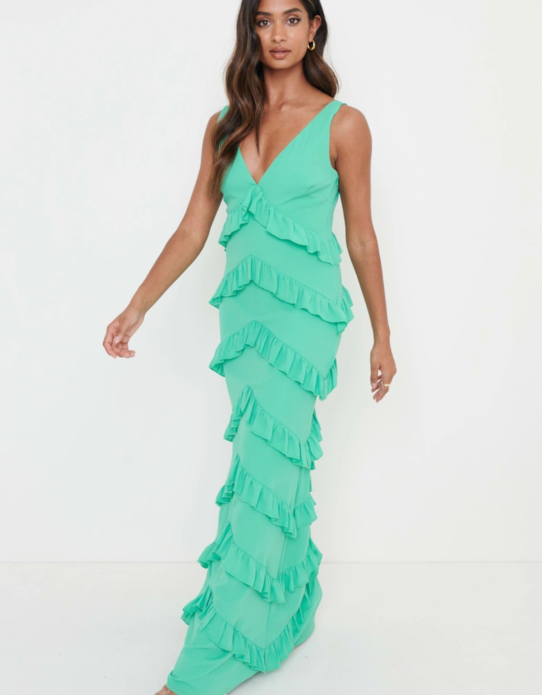 Piper Ruffle Maxi Dress - Green